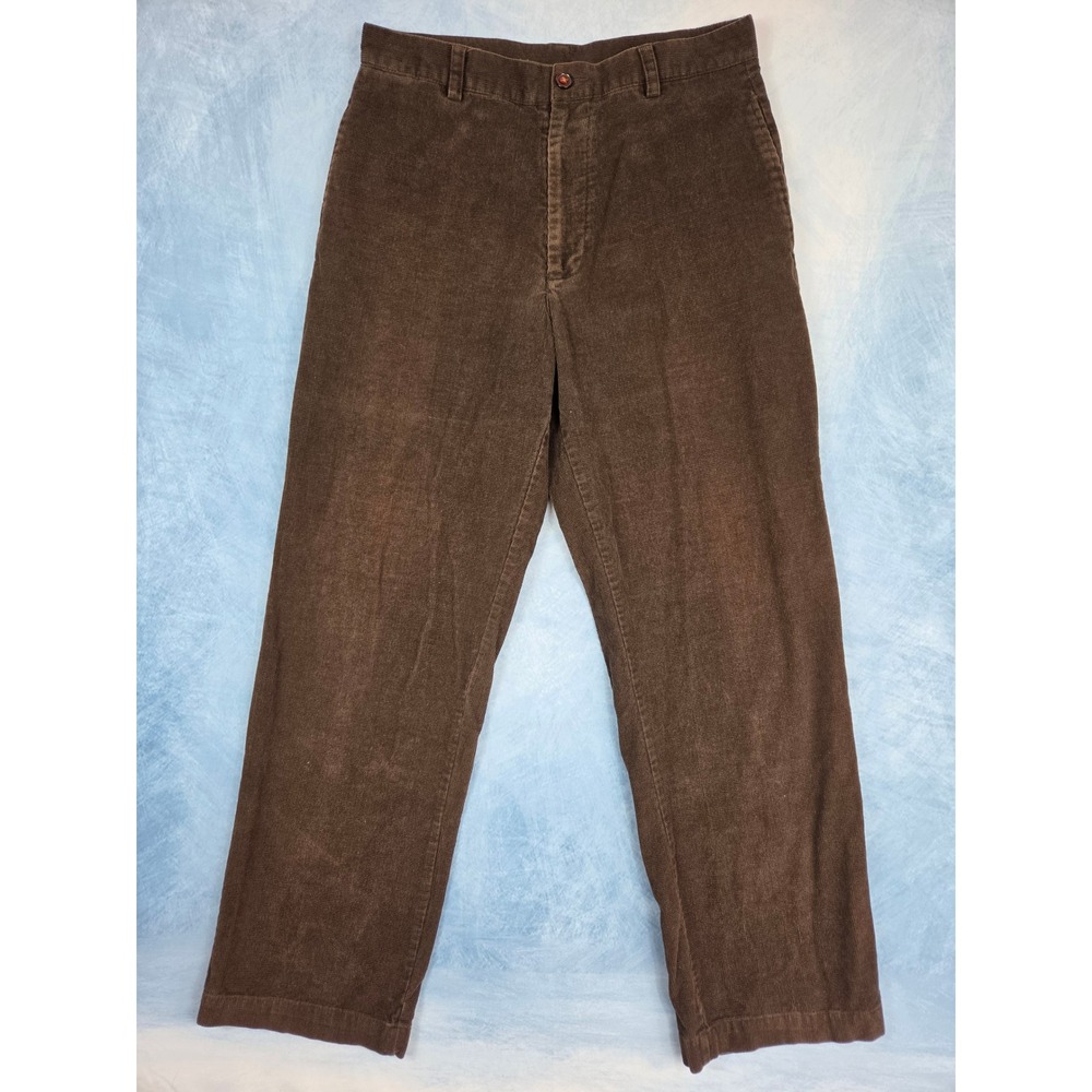 Perry Ellis Men's Corduroy Pants 31x30 Brown ML5666 Straight Leg Flat Front